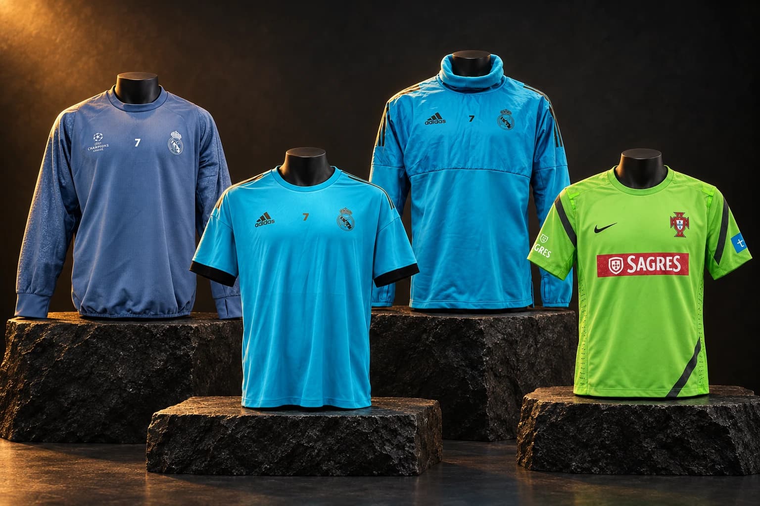 Runelis presentation of selected source photographs from Cristiano Ronaldo: Set of Four Pre-Match Worn Tops
