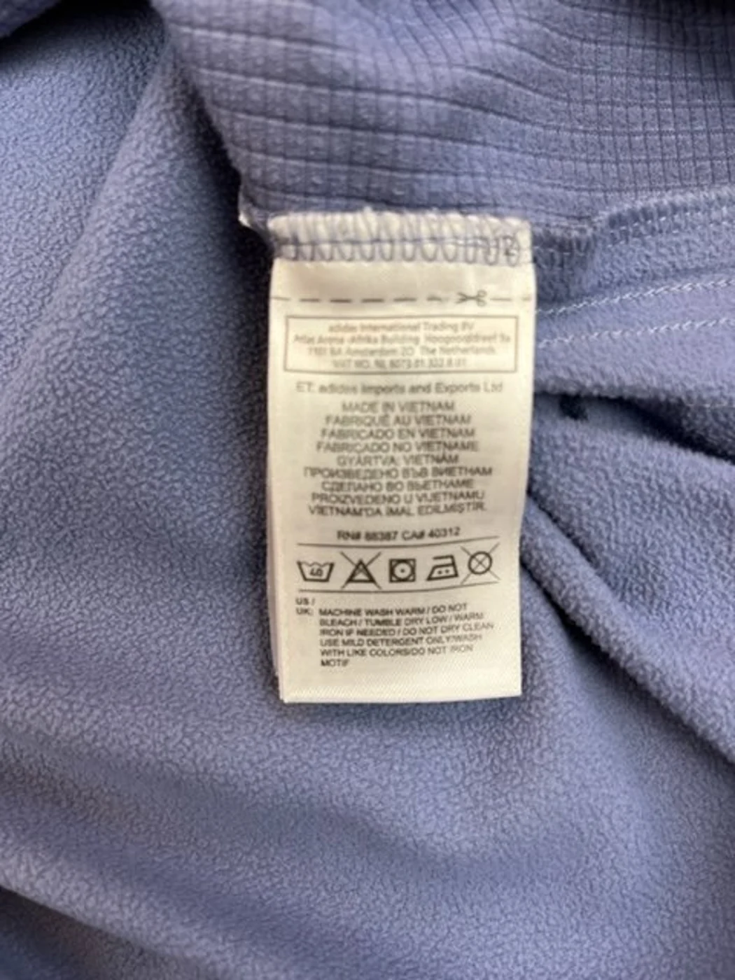 Manufacturer care label for Cristiano Ronaldo Pre-Match Top — Champions League Final 2017