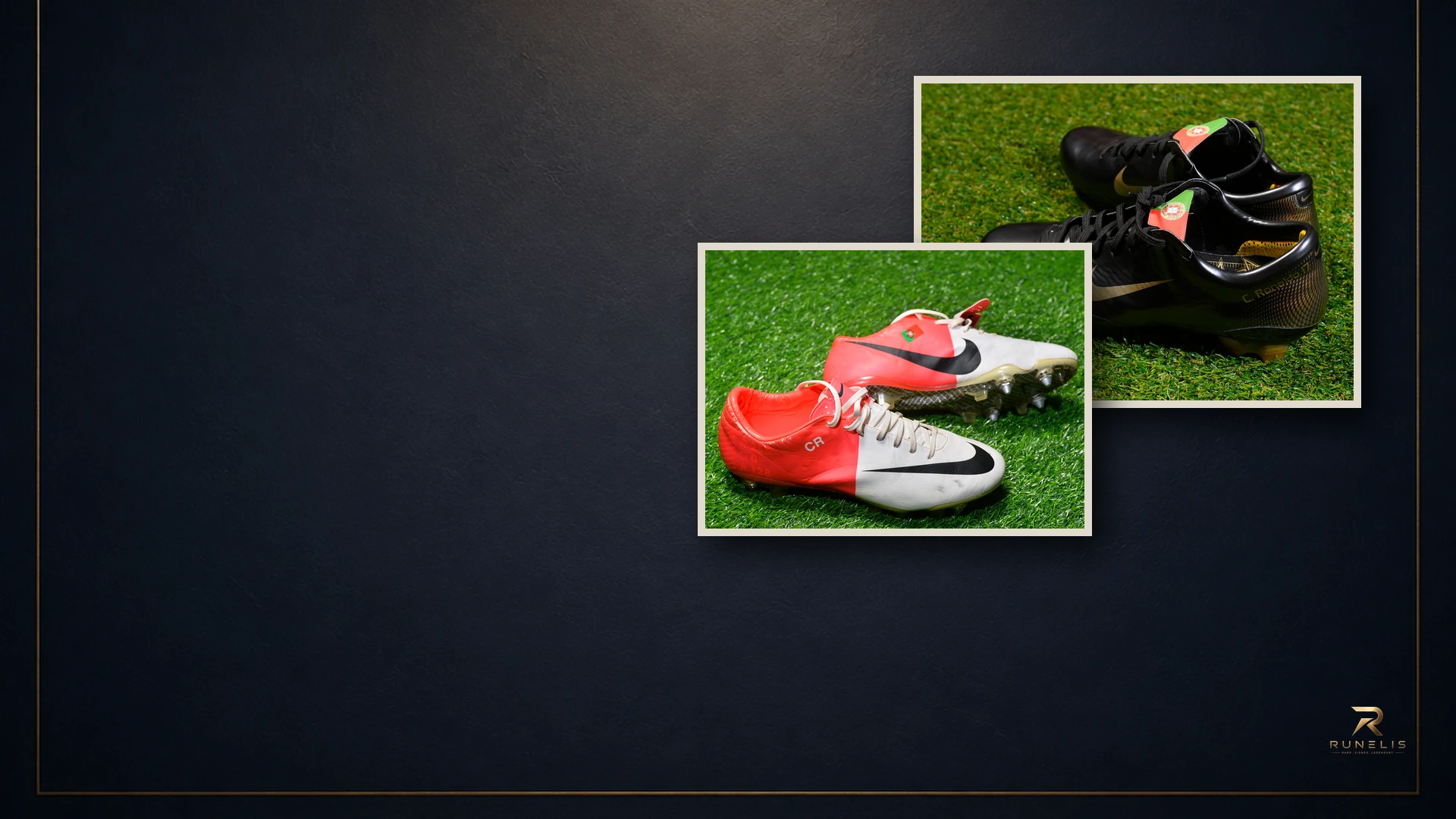 Runelis presentation of selected source photographs from Set of Two Ronaldo Match-Worn Boots