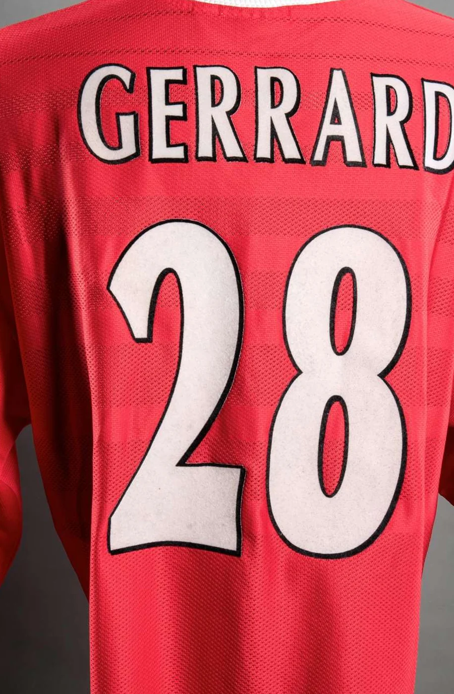 Gerrard name and number for Steven Gerrard Match-Worn Liverpool No.28 Shirt — First Full Start, 1998