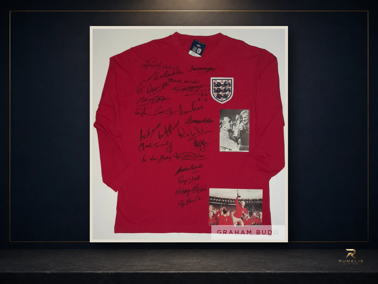 Source photograph of England 1966 World Cup Winners Squad-Signed Shirt